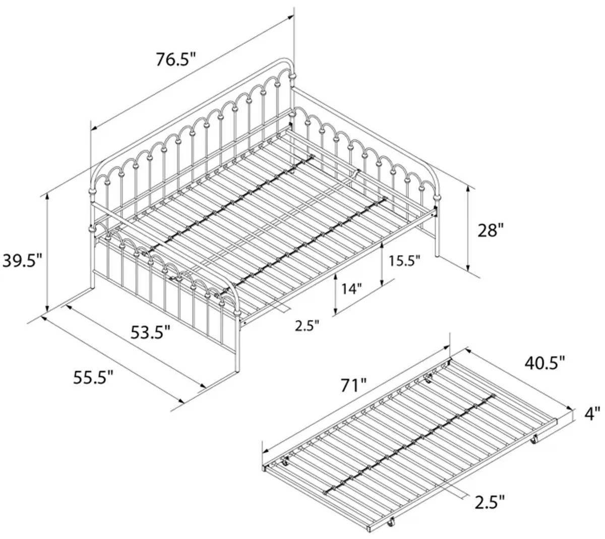 Bright Pop Metal Daybed with Trundle