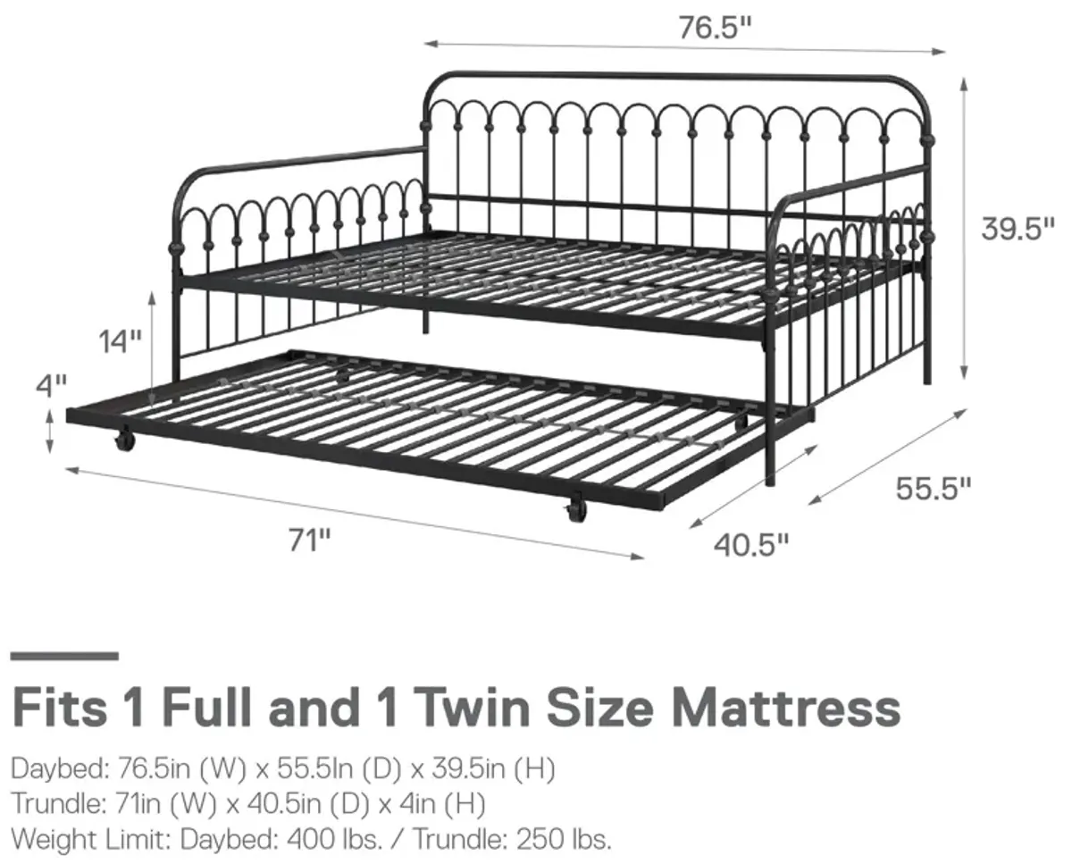 Bright Pop Metal Daybed with Trundle