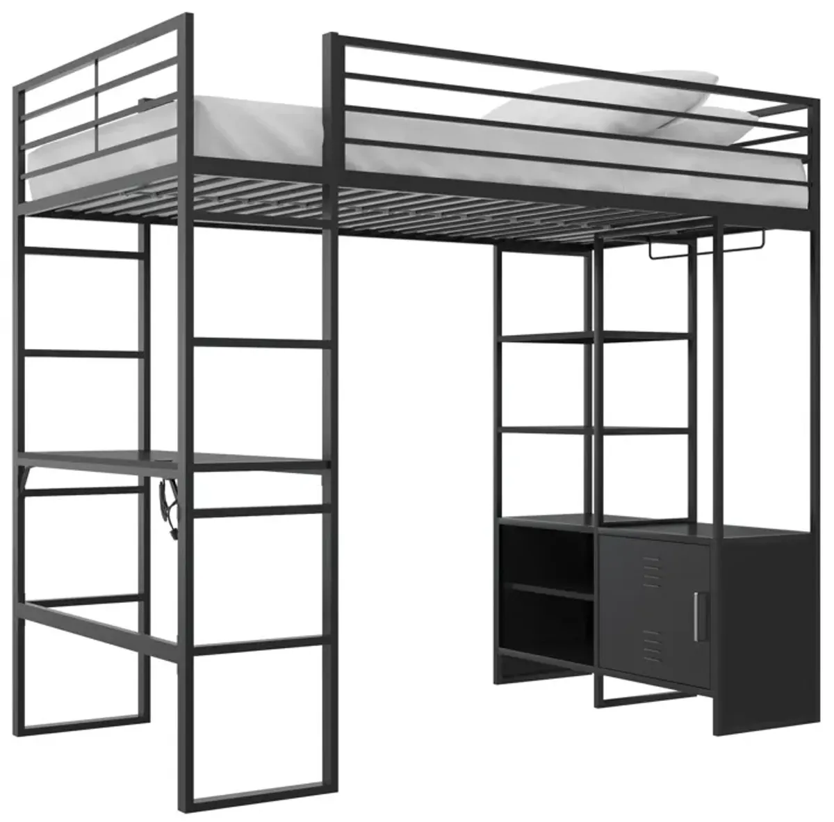 Lanis Twin Loft Bed with Desk and Storage