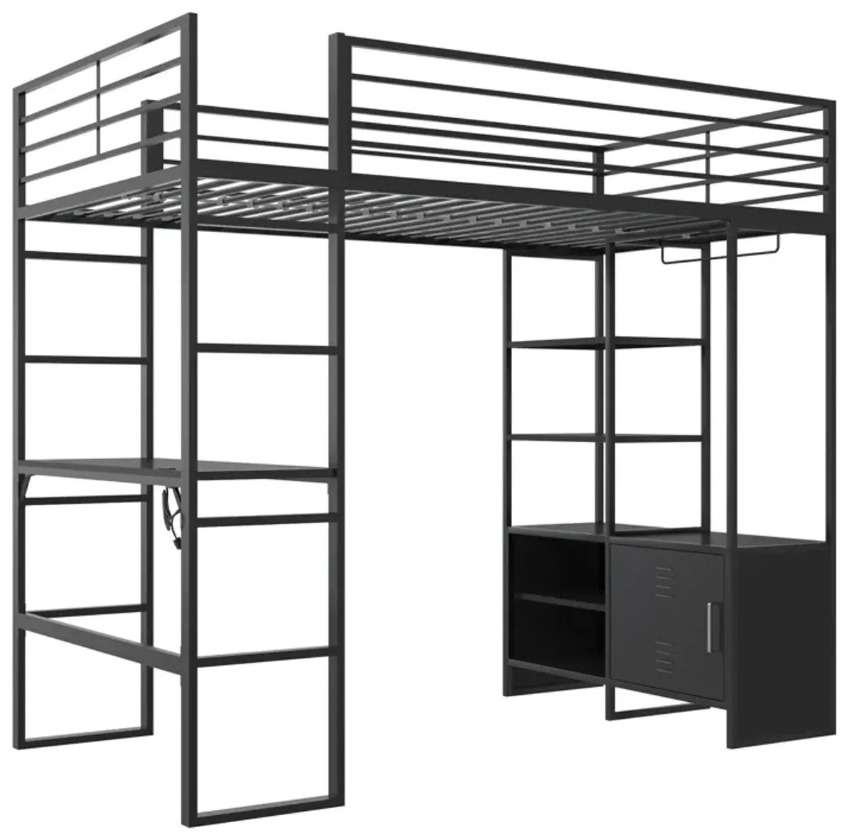 Lanis Twin Loft Bed with Desk and Storage