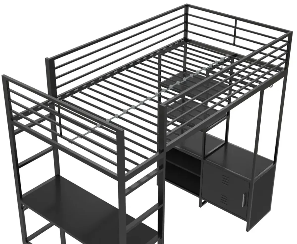 Lanis Twin Loft Bed with Desk and Storage