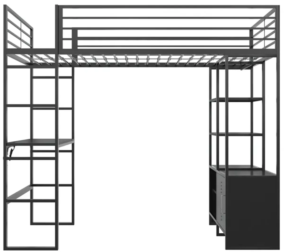 Lanis Twin Loft Bed with Desk and Storage