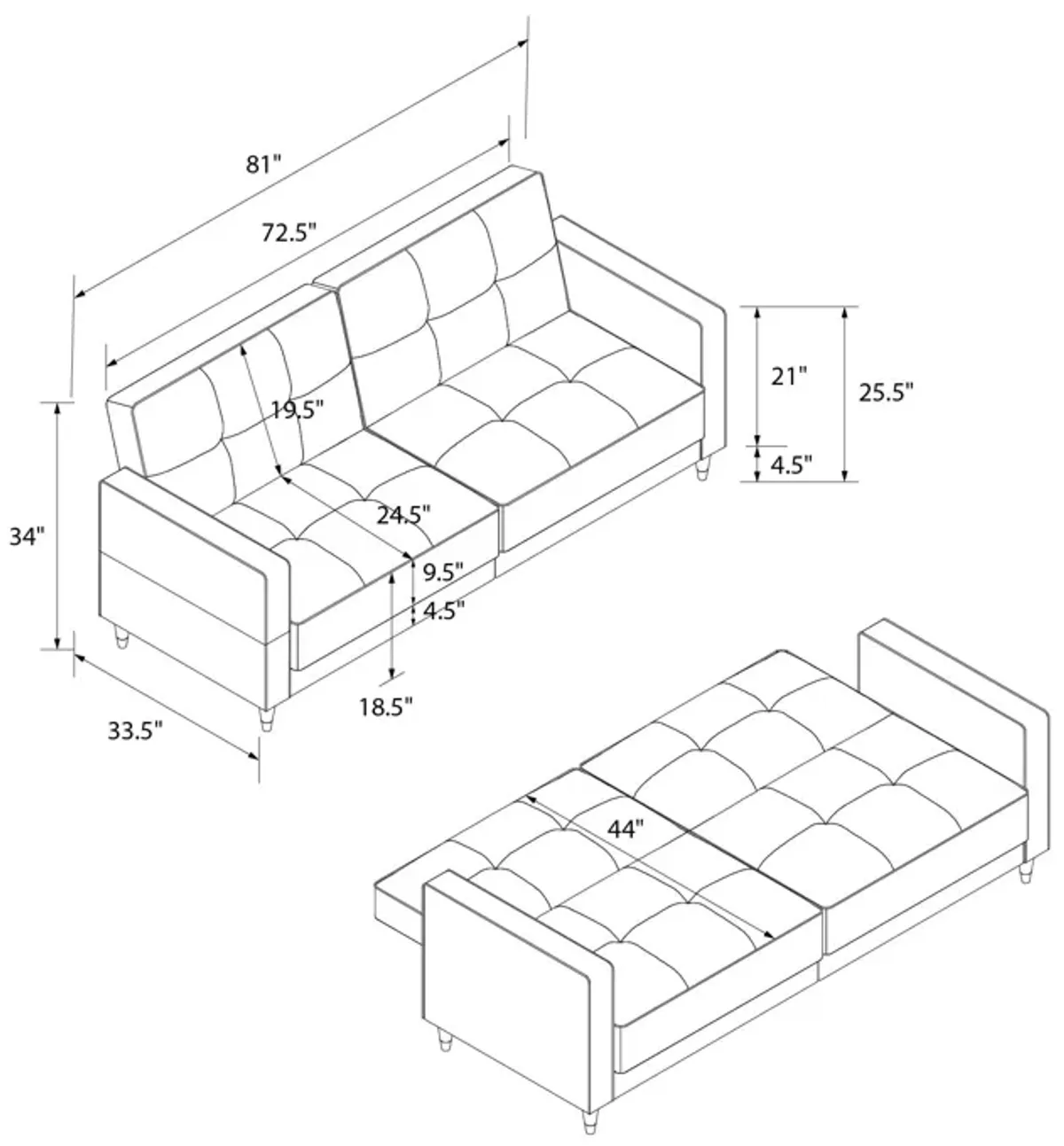 Penelope Pin Tufted Futon