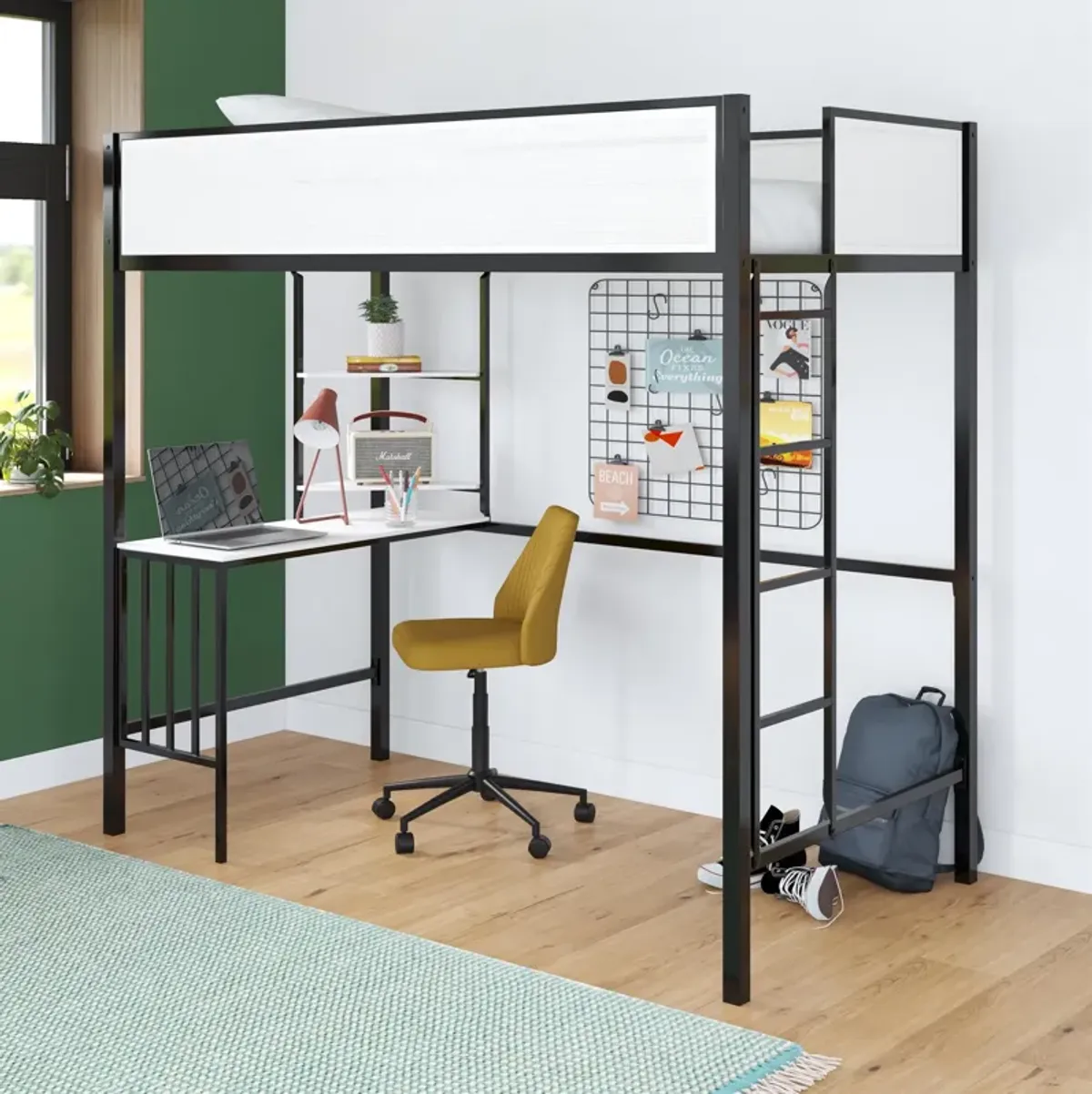 Axel Loft Bed with Desk & Shelves