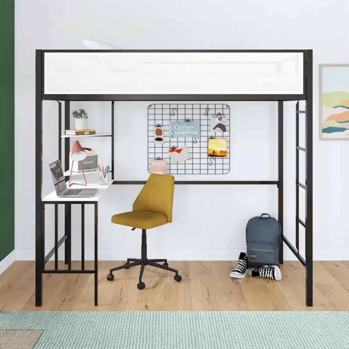 Axel Loft Bed with Desk & Shelves