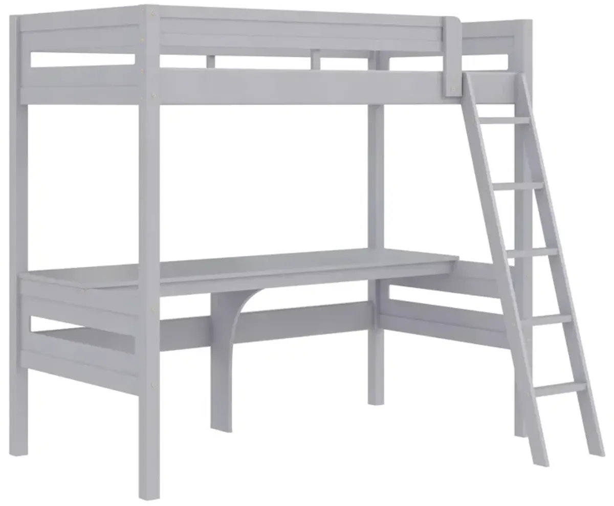 Harlan Twin Size Loft Bed with Desk and Ladder