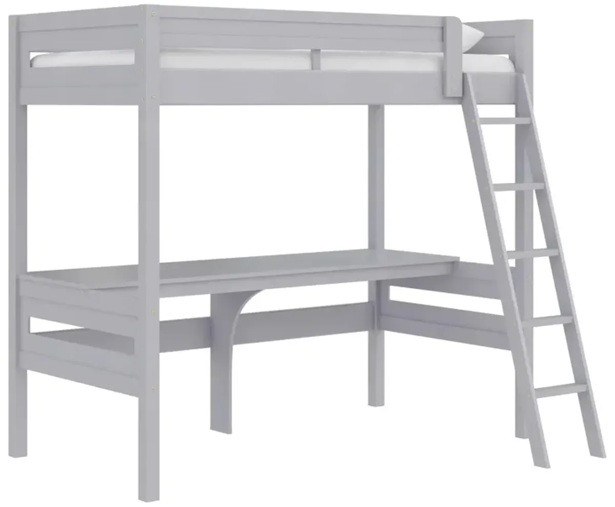 Harlan Twin Size Loft Bed with Desk and Ladder