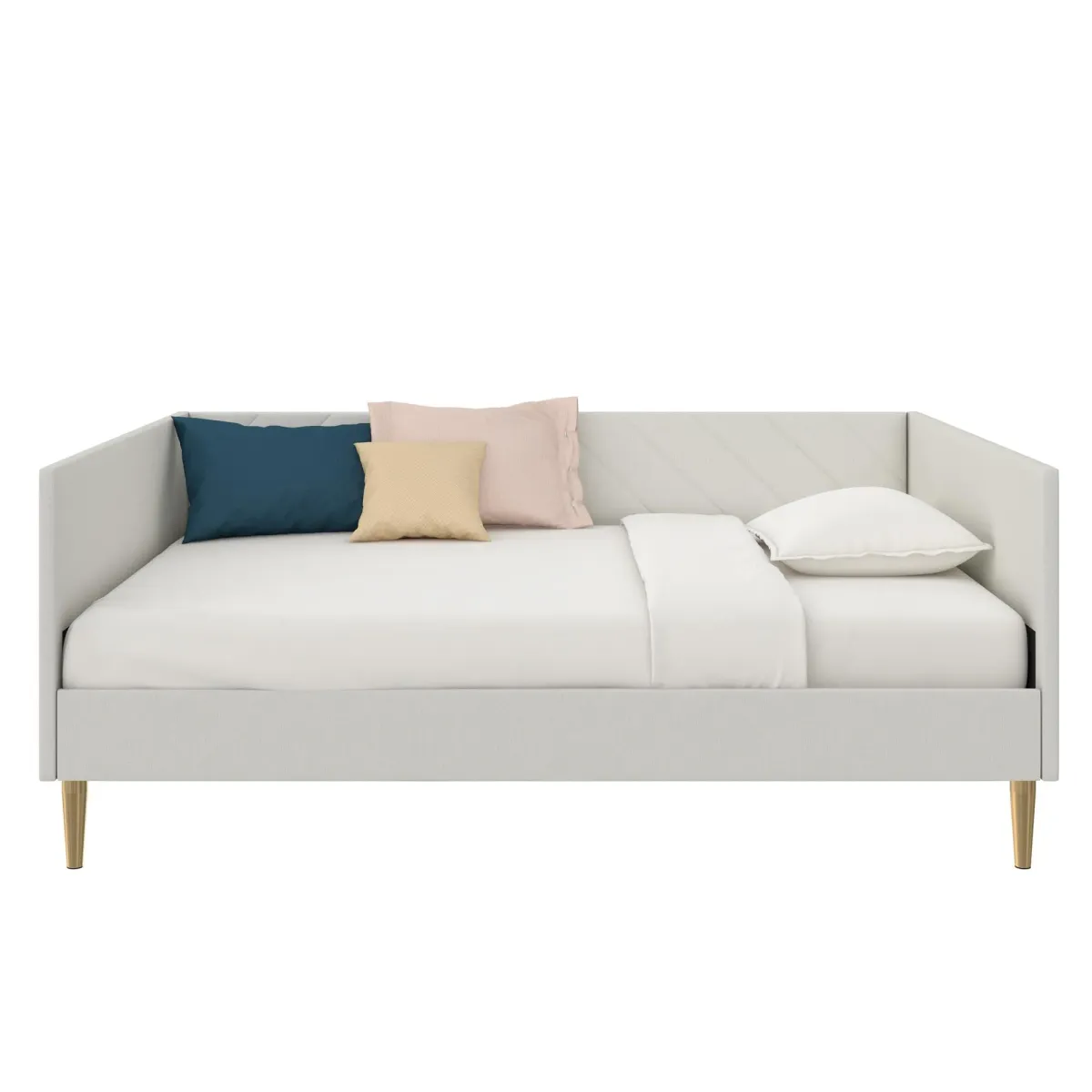 Alicent Upholstered Daybed with Gold Metal Legs