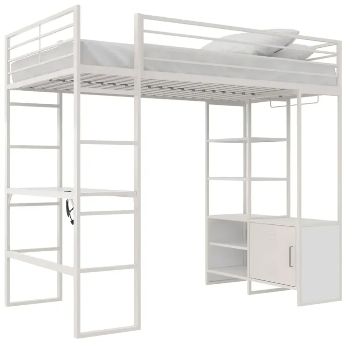 Lanis Twin Loft Bed with Desk and Storage