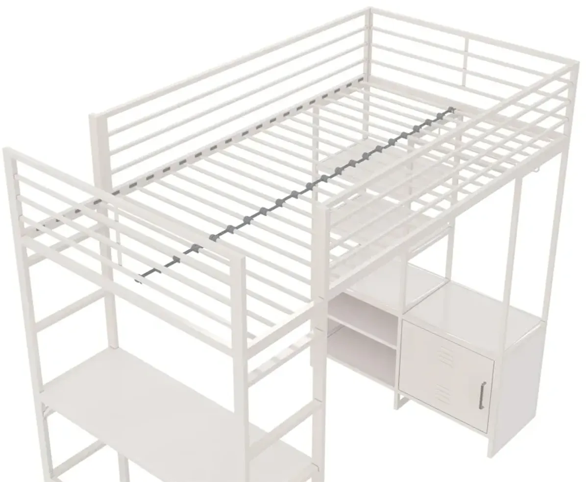 Lanis Twin Loft Bed with Desk and Storage