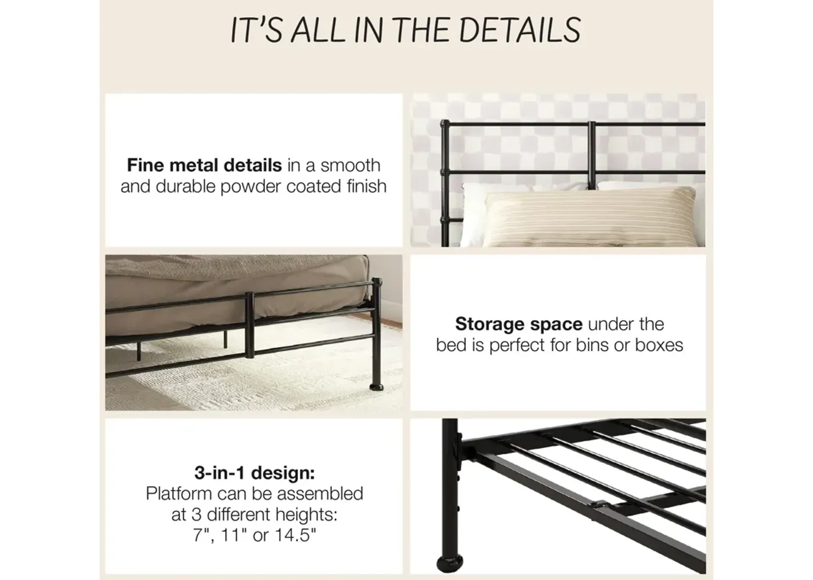 MacKenzie Adaptable Metal Platform Bed