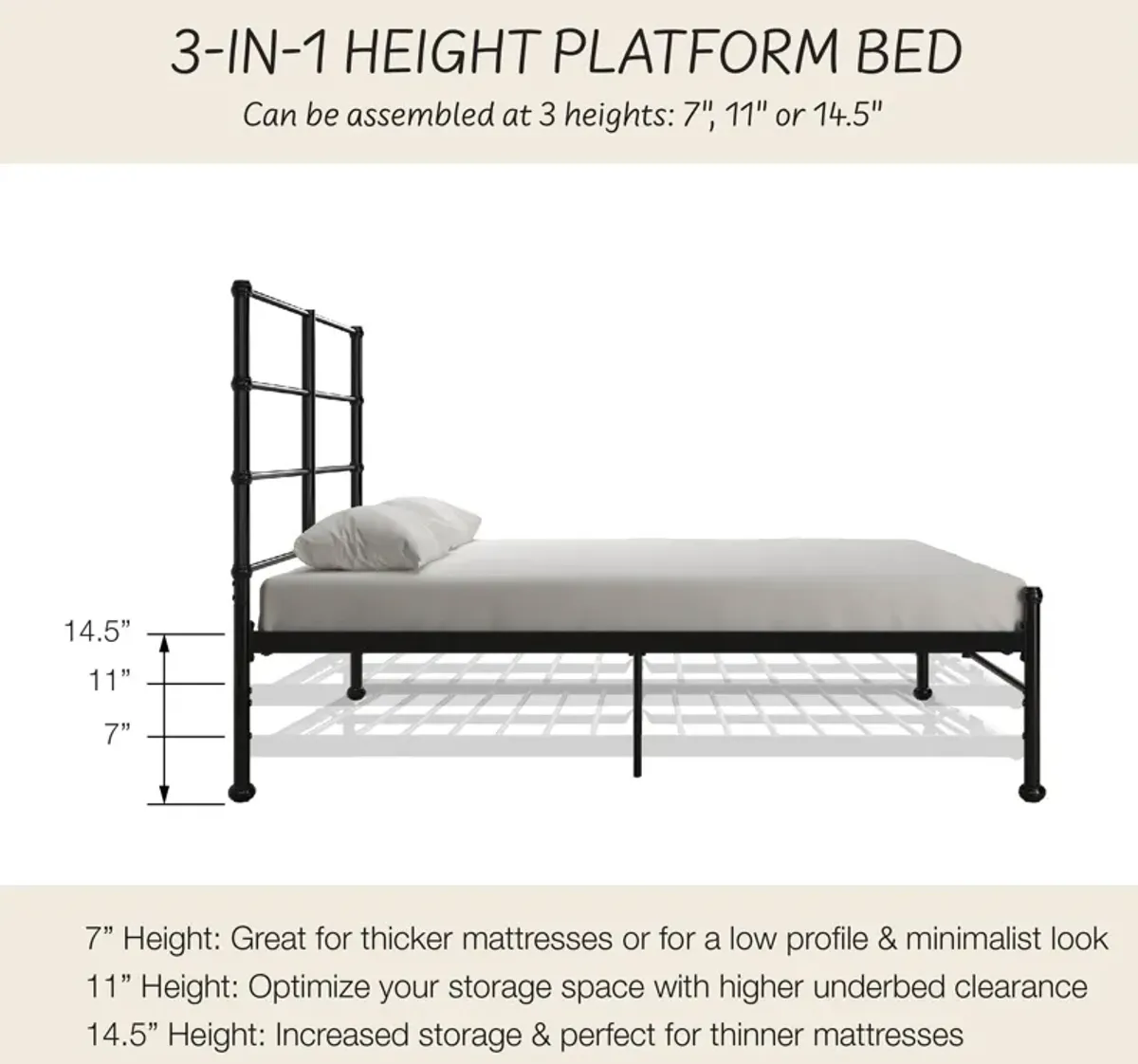 MacKenzie Adaptable Metal Platform Bed