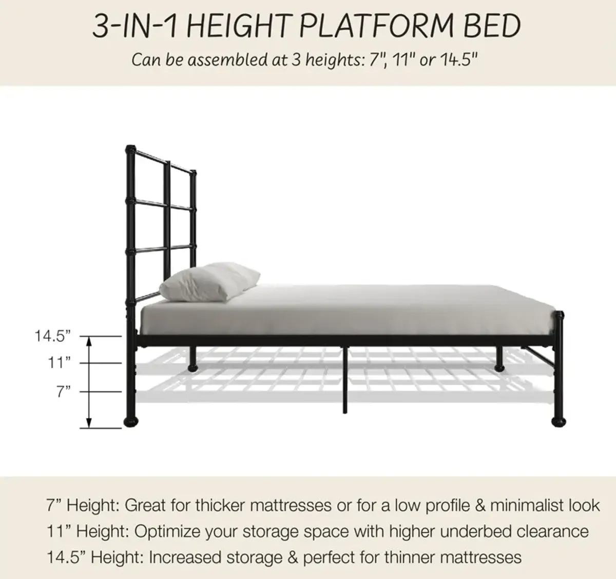 MacKenzie Adaptable Metal Platform Bed