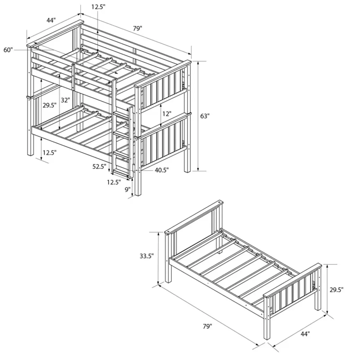 Bailen Wooden Bunk Bed