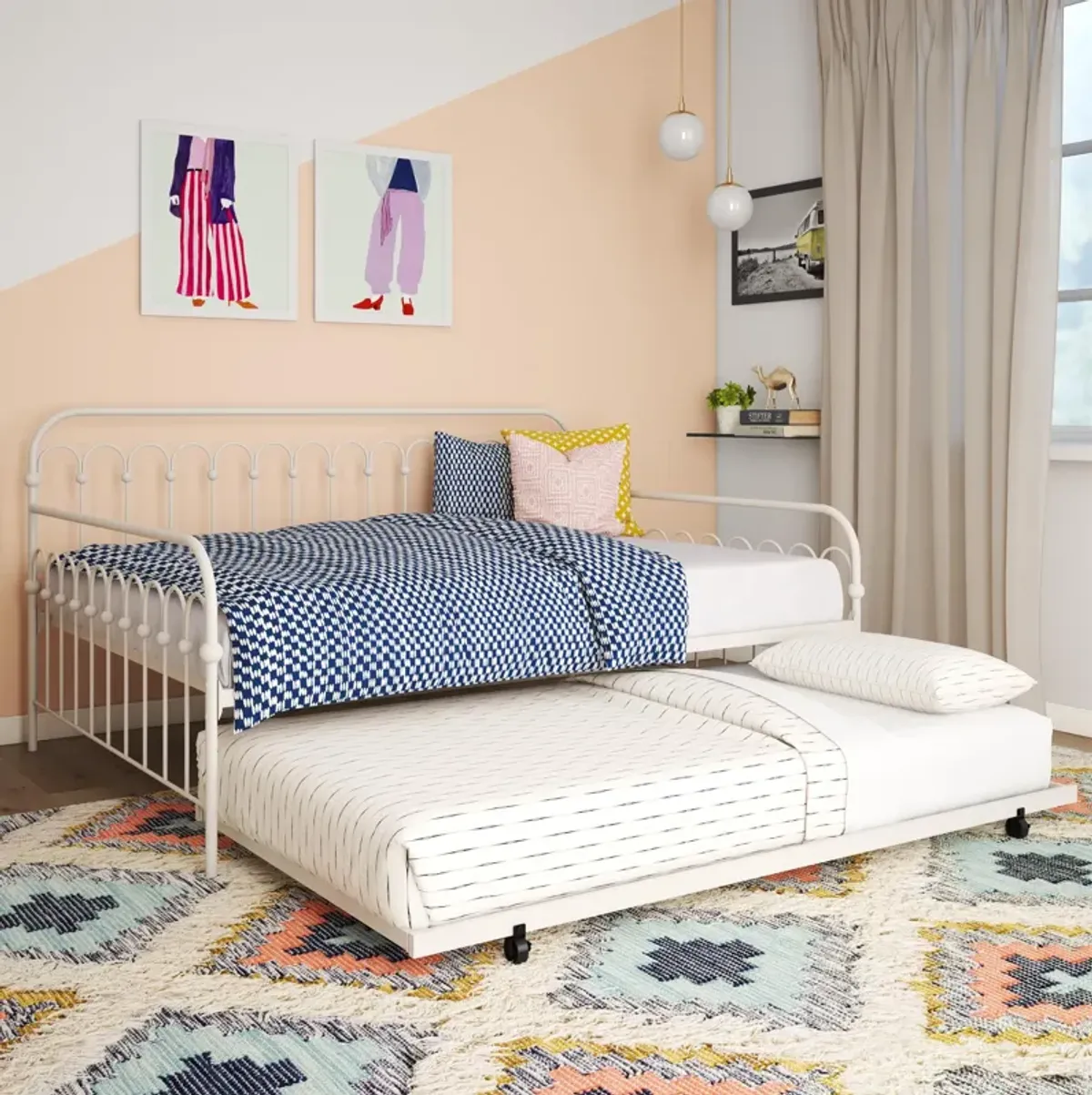 Bright Pop Metal Daybed with Trundle