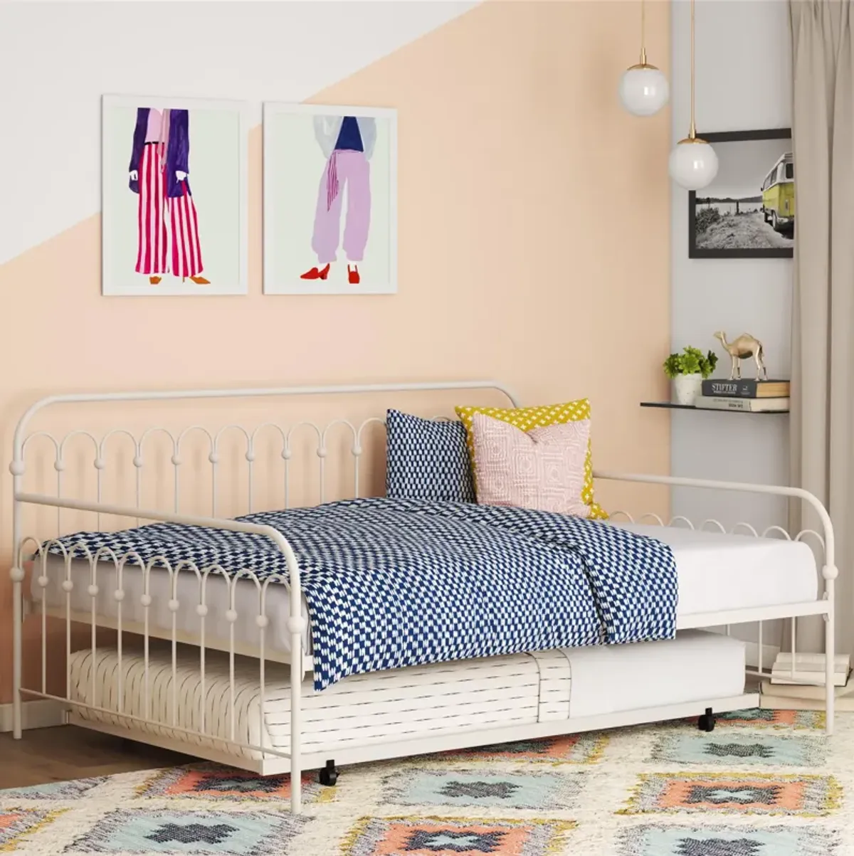 Bright Pop Metal Daybed with Trundle