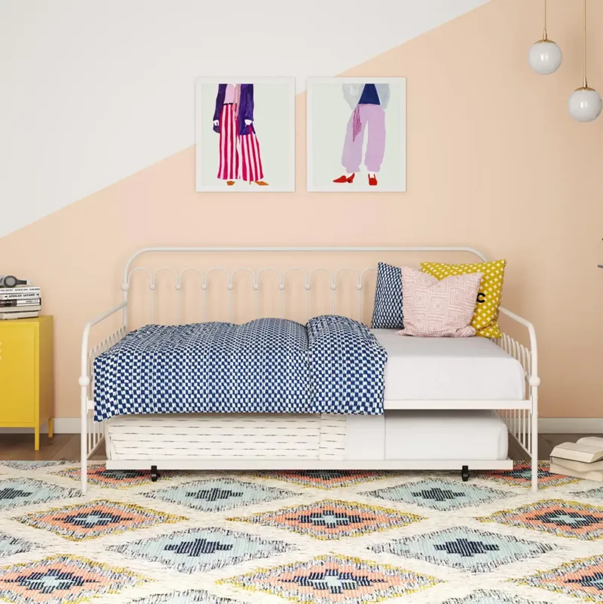 Bright Pop Metal Daybed with Trundle