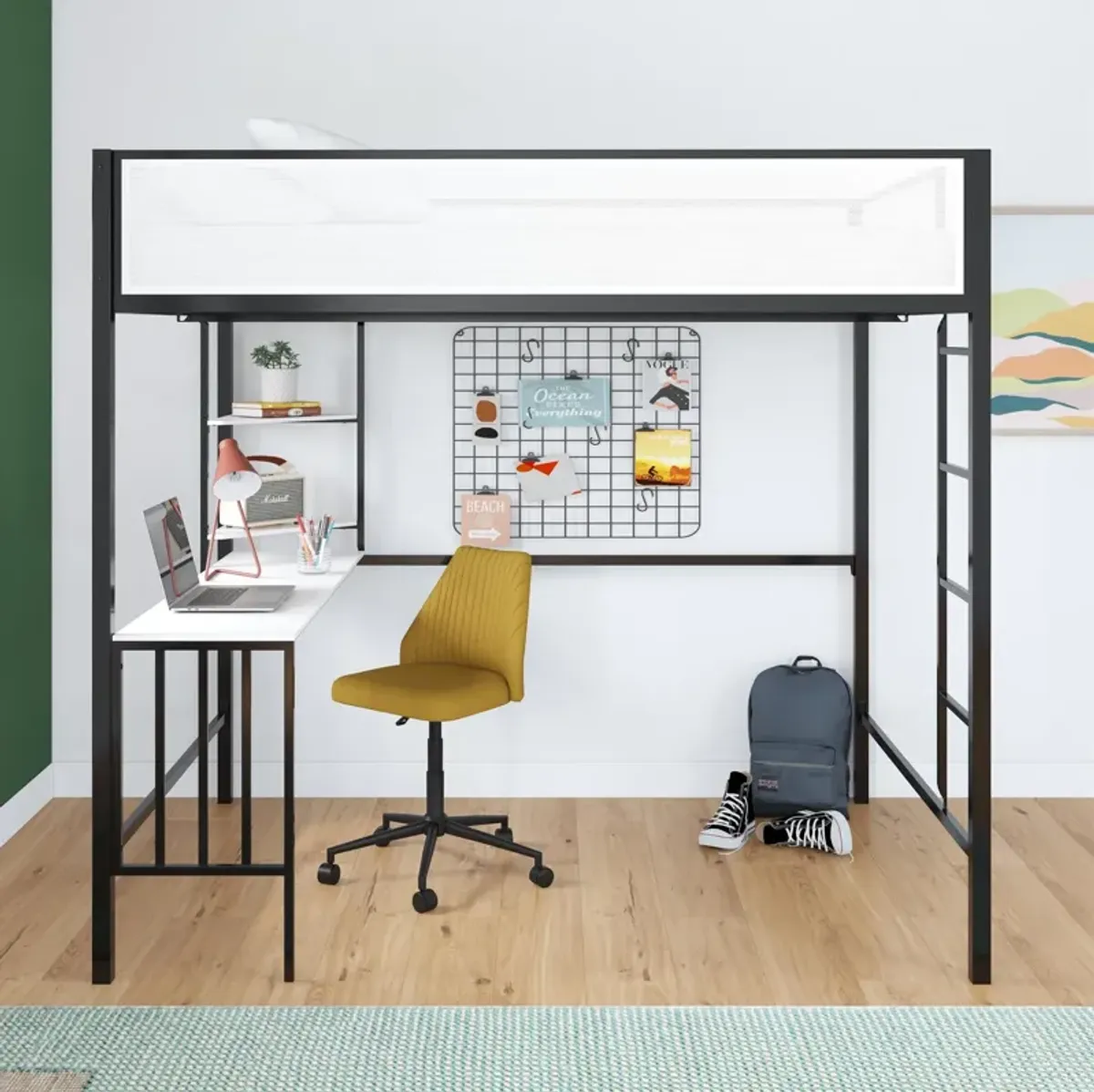 Axel Loft Bed with Desk & Shelves