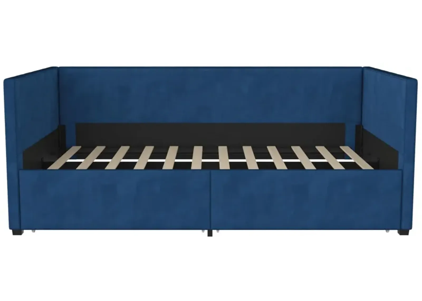 Novogratz Arliss Modern Glam Tuxedo Daybed with Storage, Twin, Blue Velvet