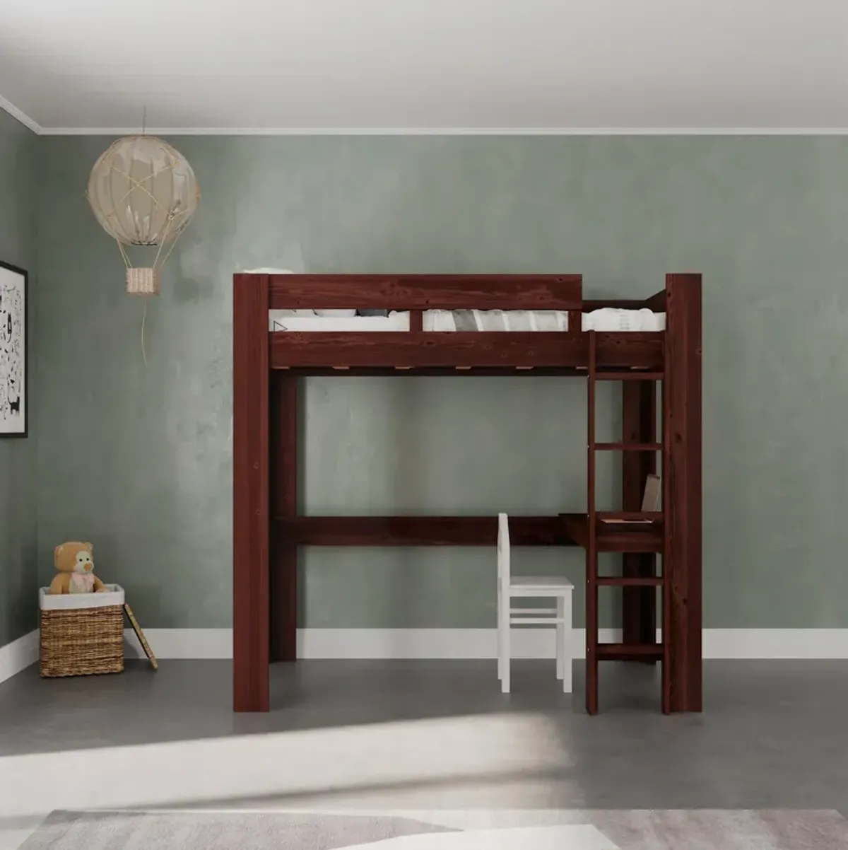 Davian Wood Loft Bed with Desk