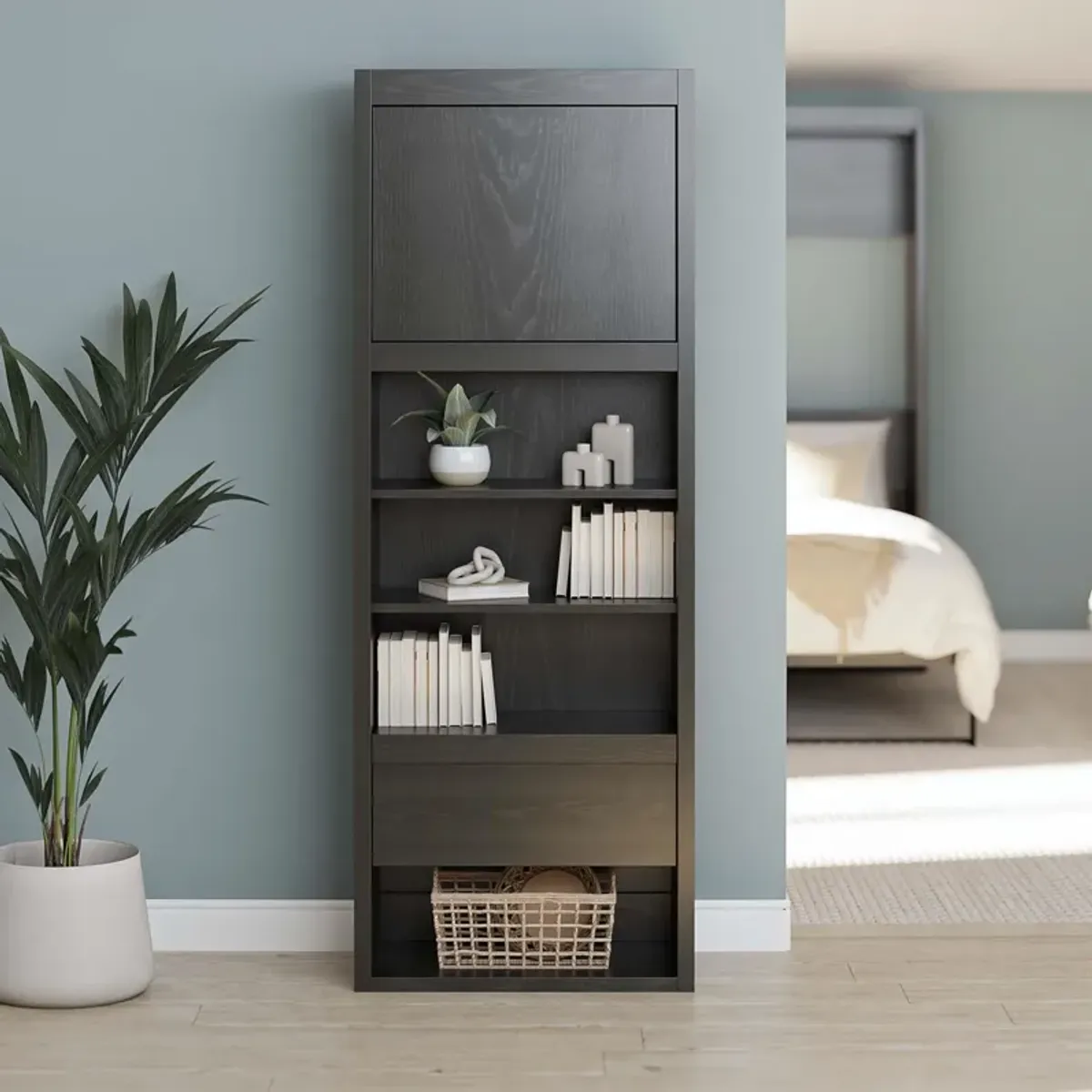 Paramount Single Side Cabinet for Wall Beds with Pullout Nightstand and Storage