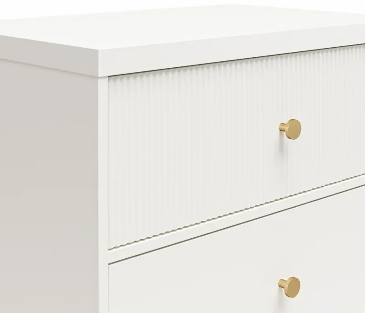 Elizabeth 2 Drawer Textured Nightstand with Gold Knobs