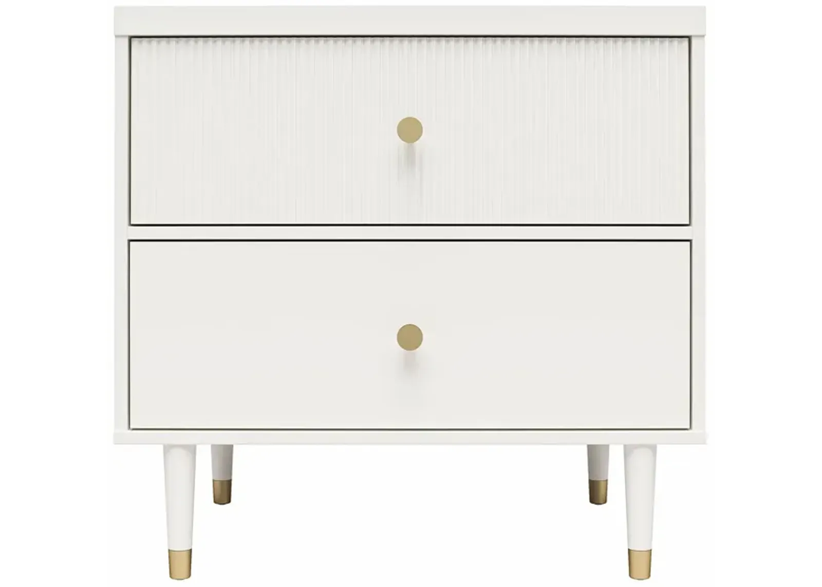 Elizabeth 2 Drawer Textured Nightstand with Gold Knobs