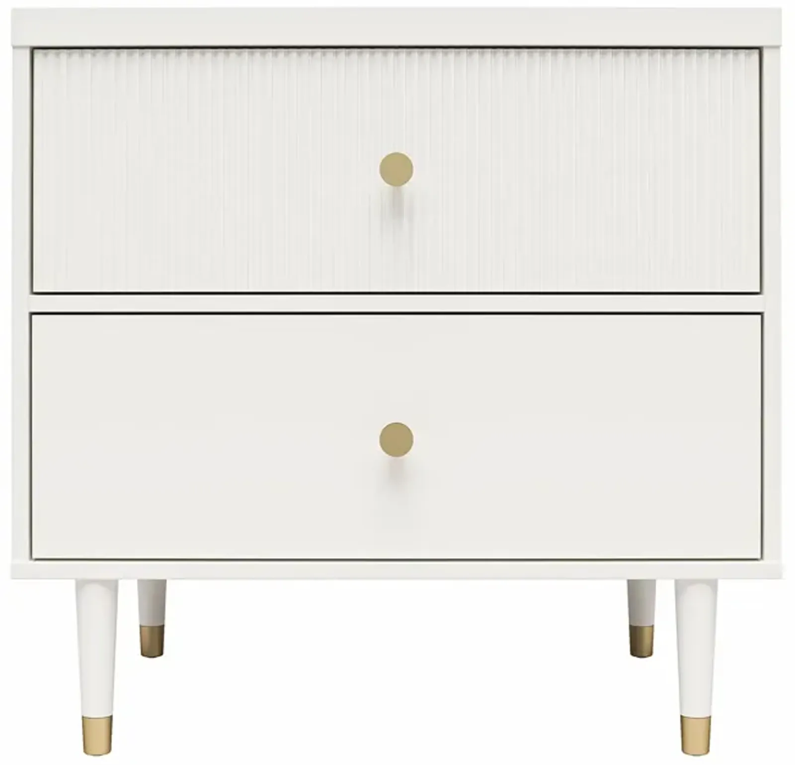 Elizabeth 2 Drawer Textured Nightstand with Gold Knobs