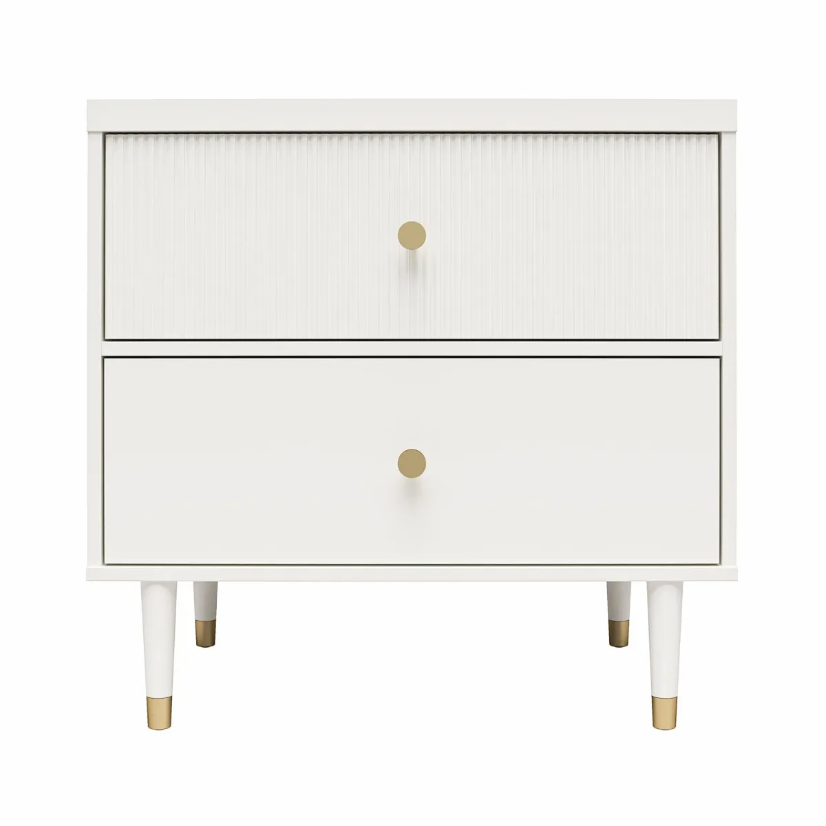 Elizabeth 2 Drawer Textured Nightstand with Gold Knobs