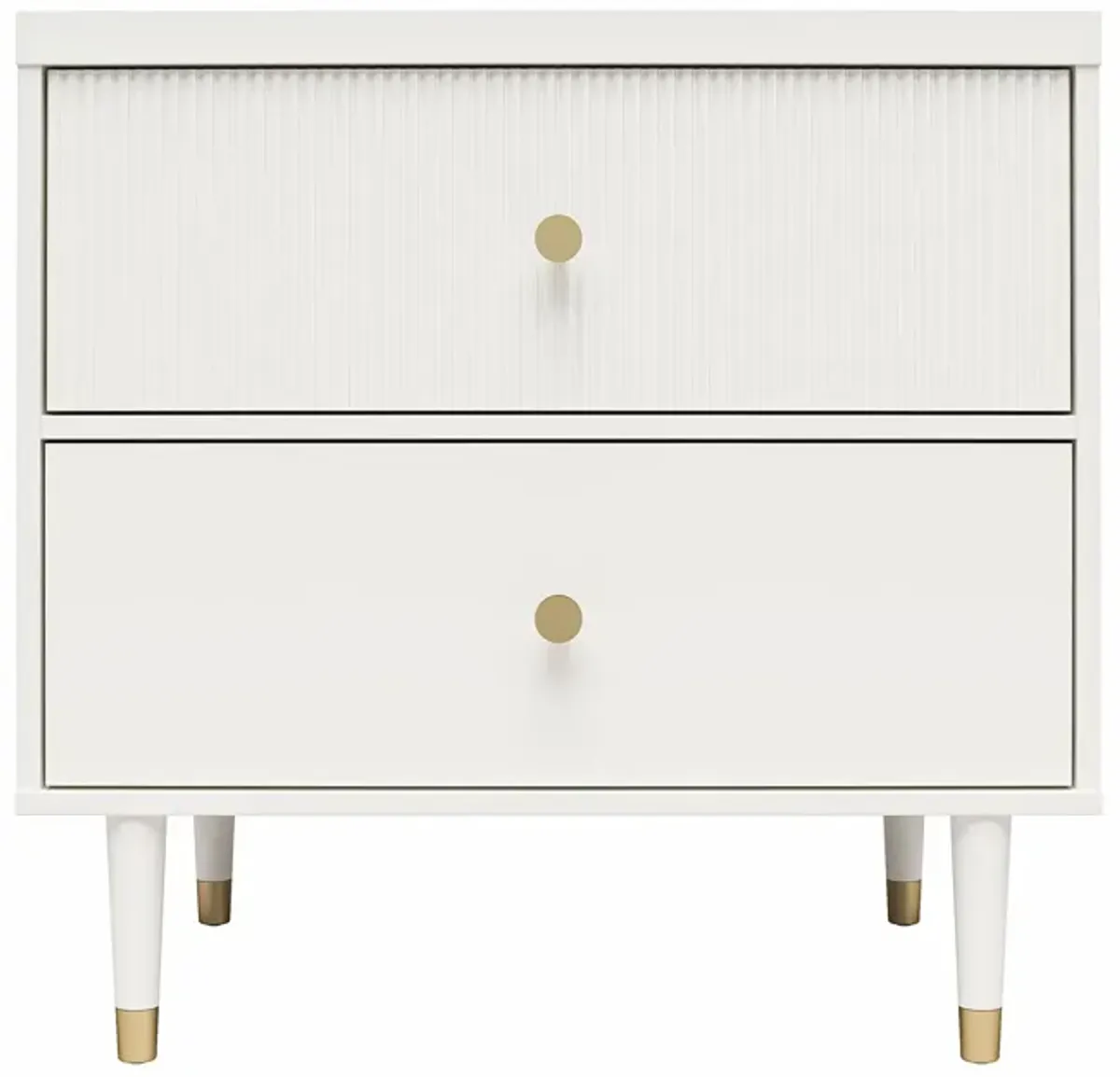 Elizabeth 2 Drawer Textured Nightstand with Gold Knobs