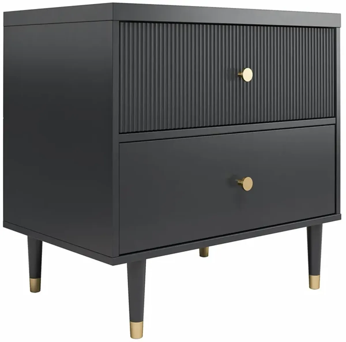 Elizabeth 2 Drawer Textured Nightstand with Gold Knobs