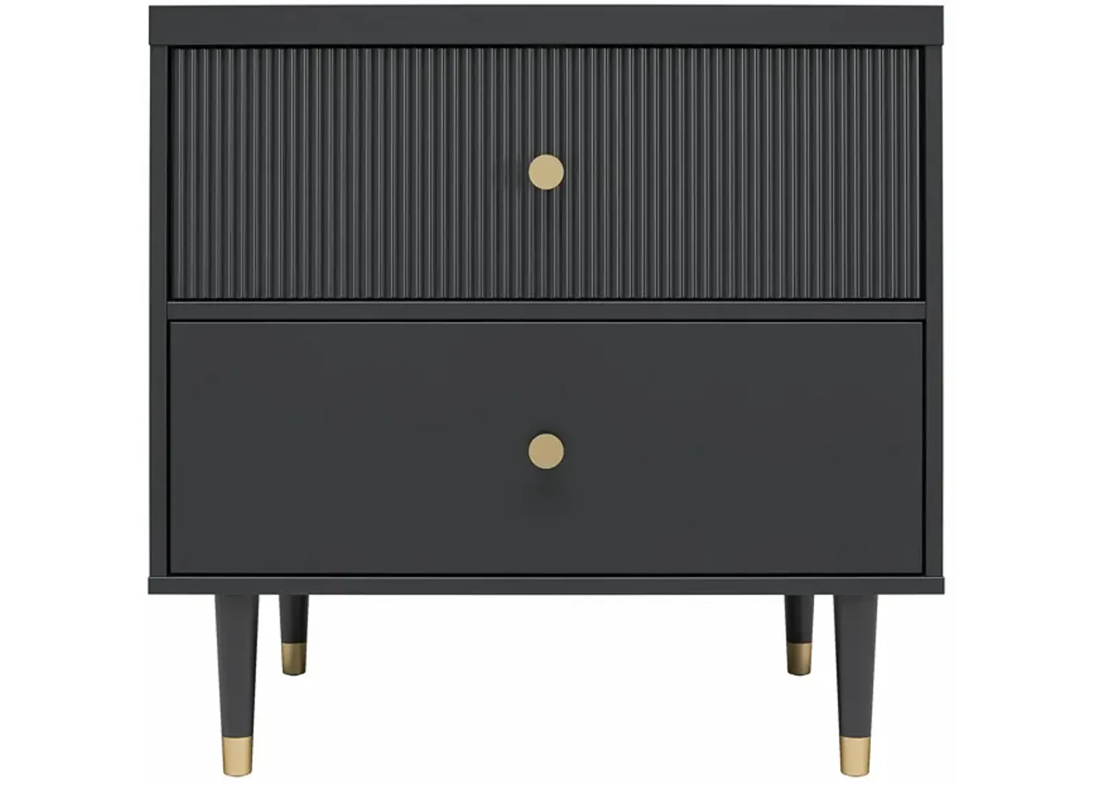 Elizabeth 2 Drawer Textured Nightstand with Gold Knobs