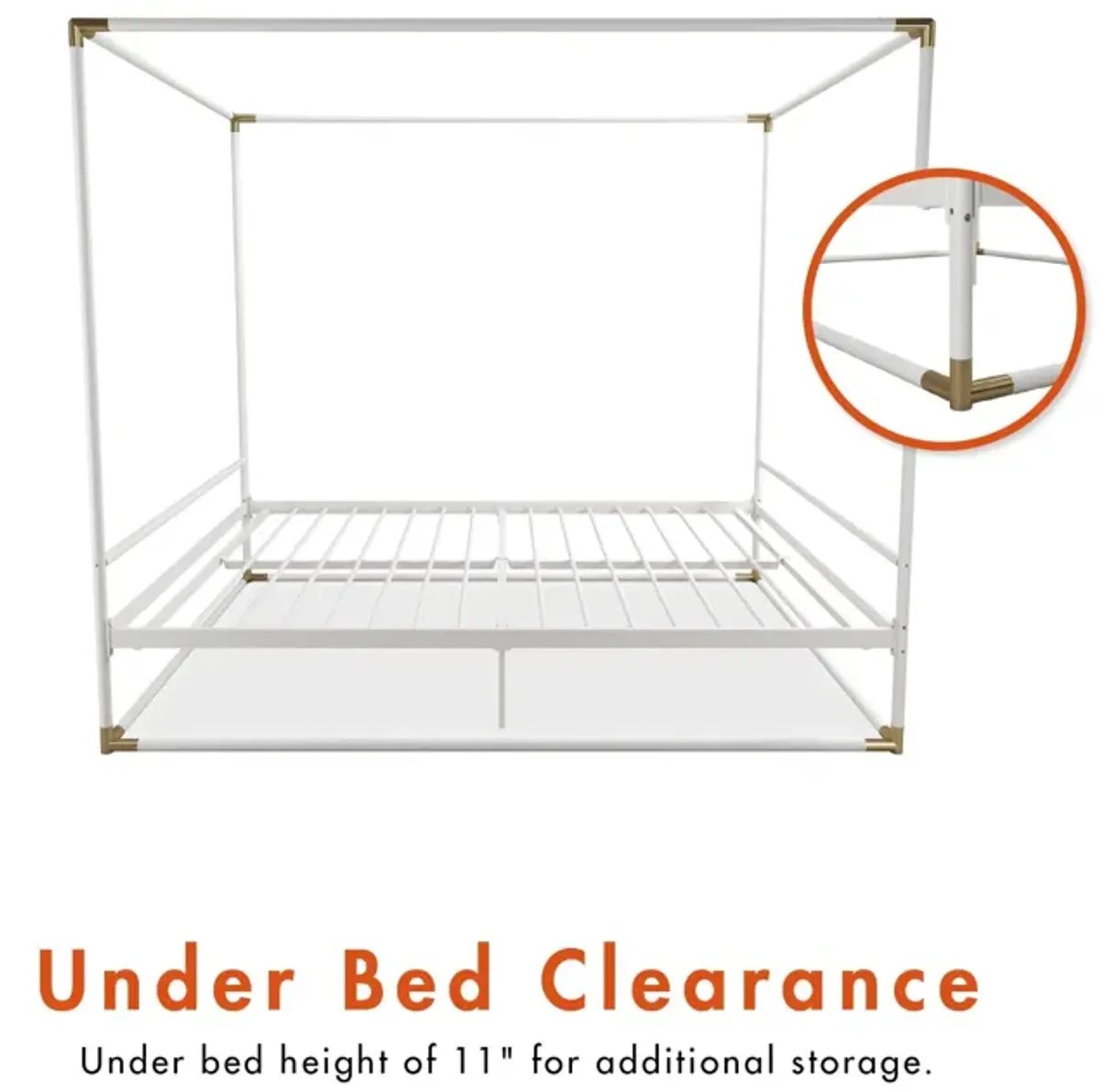 Celeste Canopy Metal Bed with Gold Accents