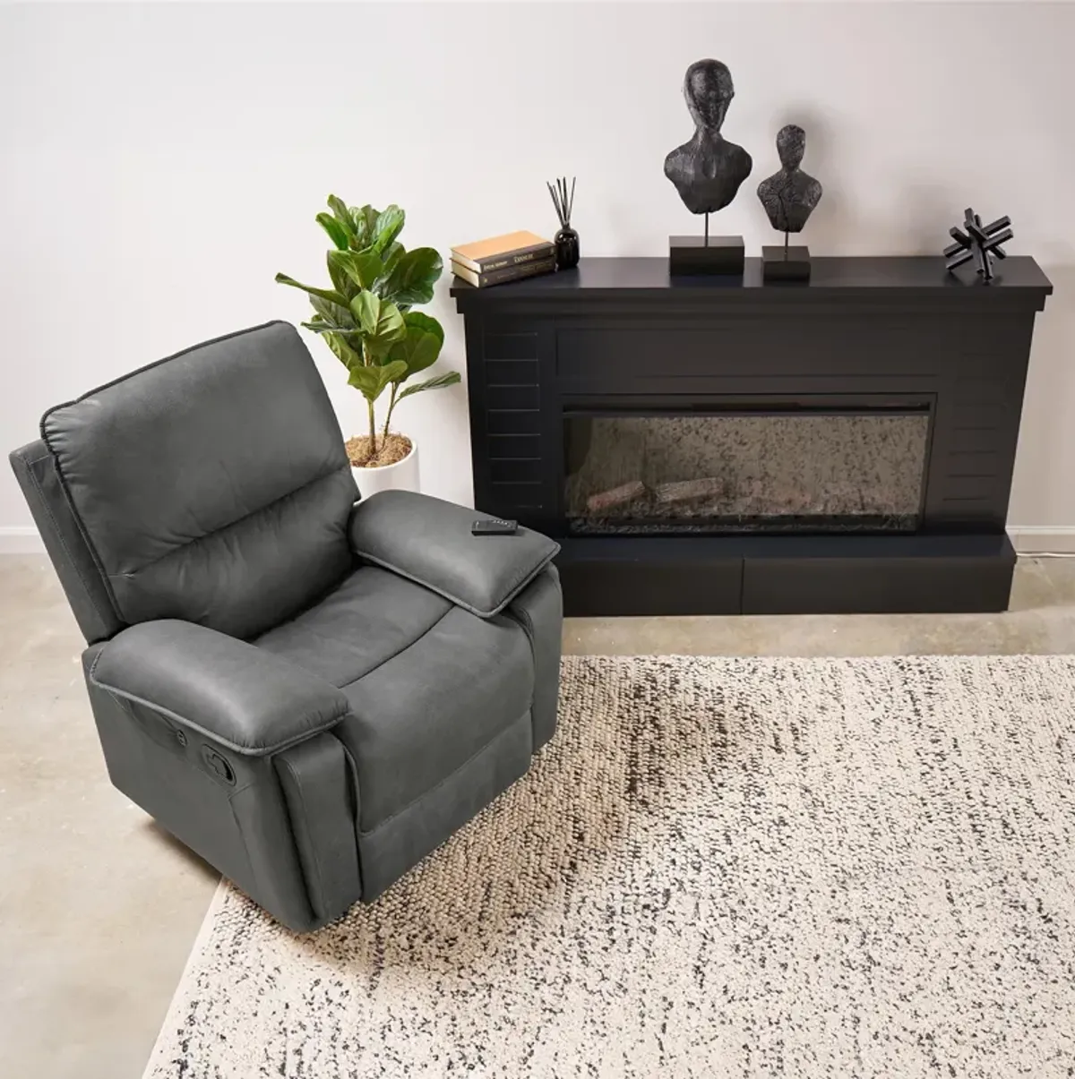 Labatte Faux Leather Recliner with Dual USB Port