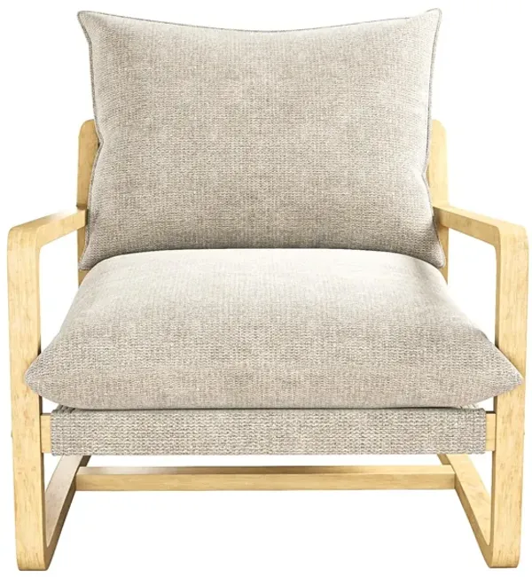 Mira Upholstered Sling Accent Chair with Solid Wood Frame