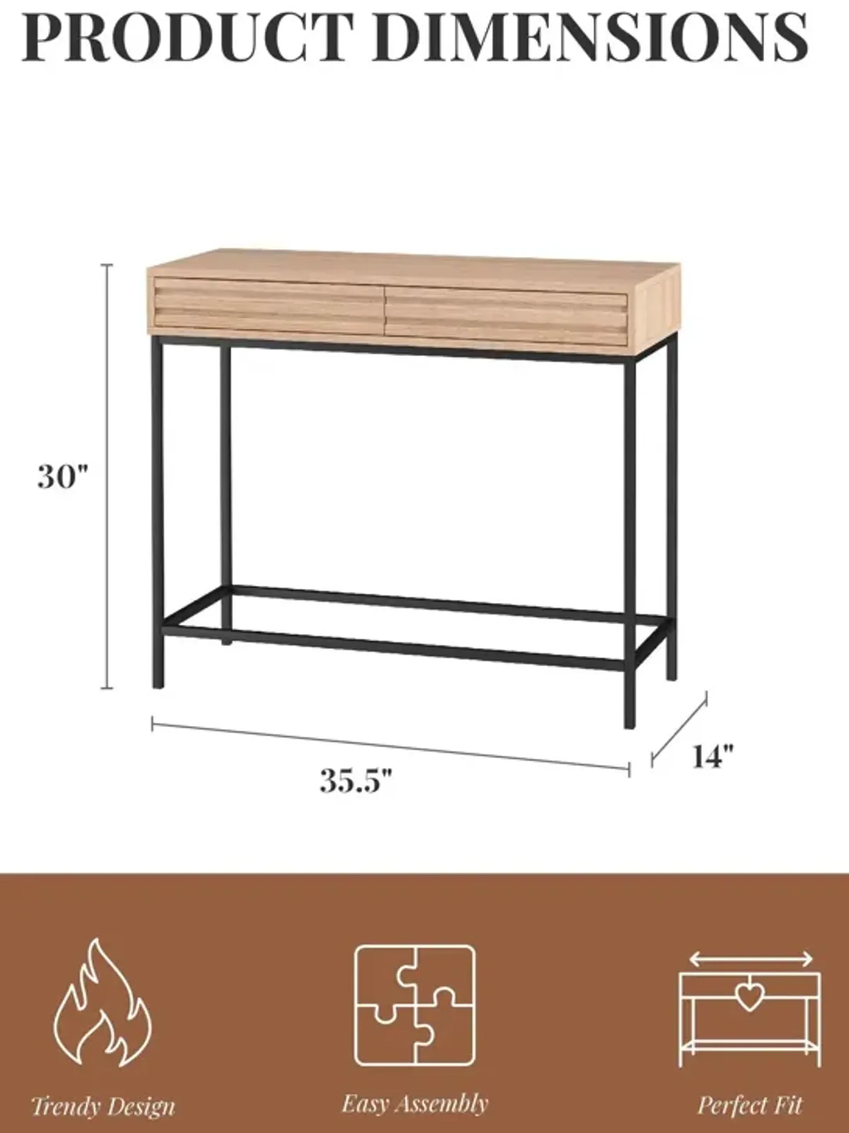 Jarrel Console Table with 2 Drawers