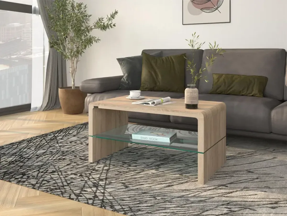 Maja Coffee Table with Bottom Glass Shelf