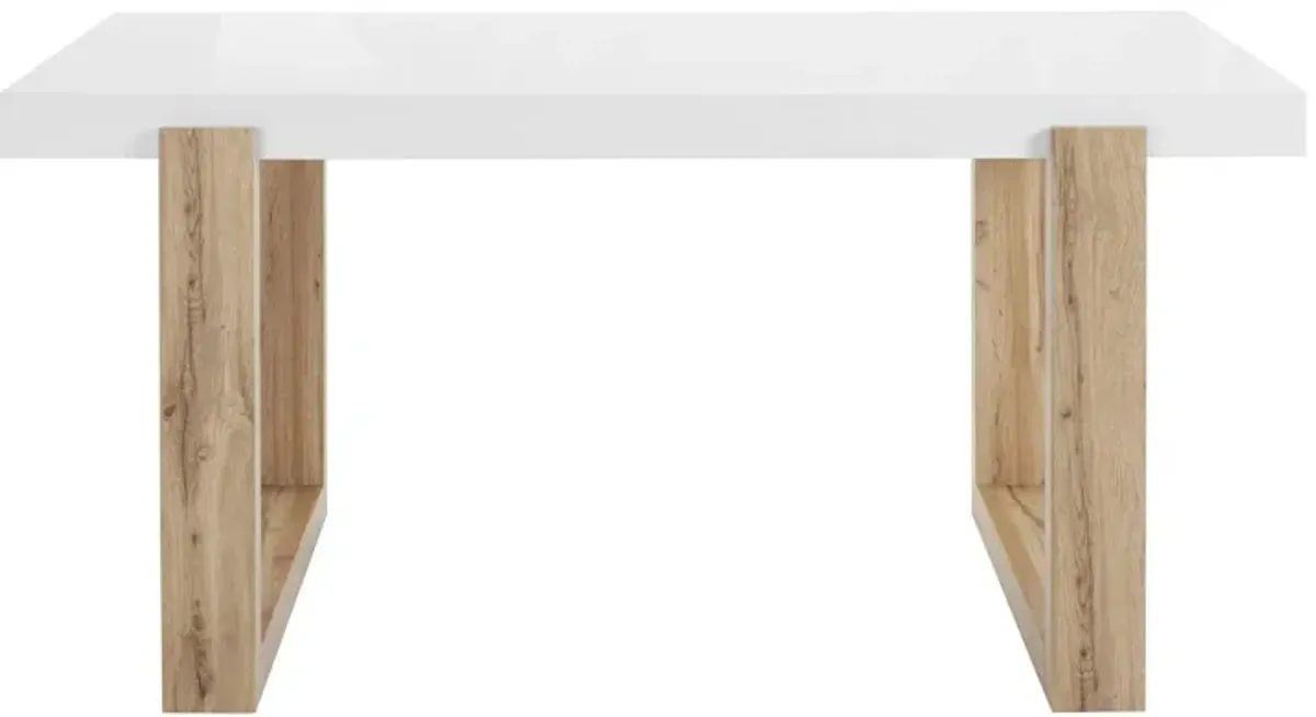 Arvid Dining Table with High Gloss White Top