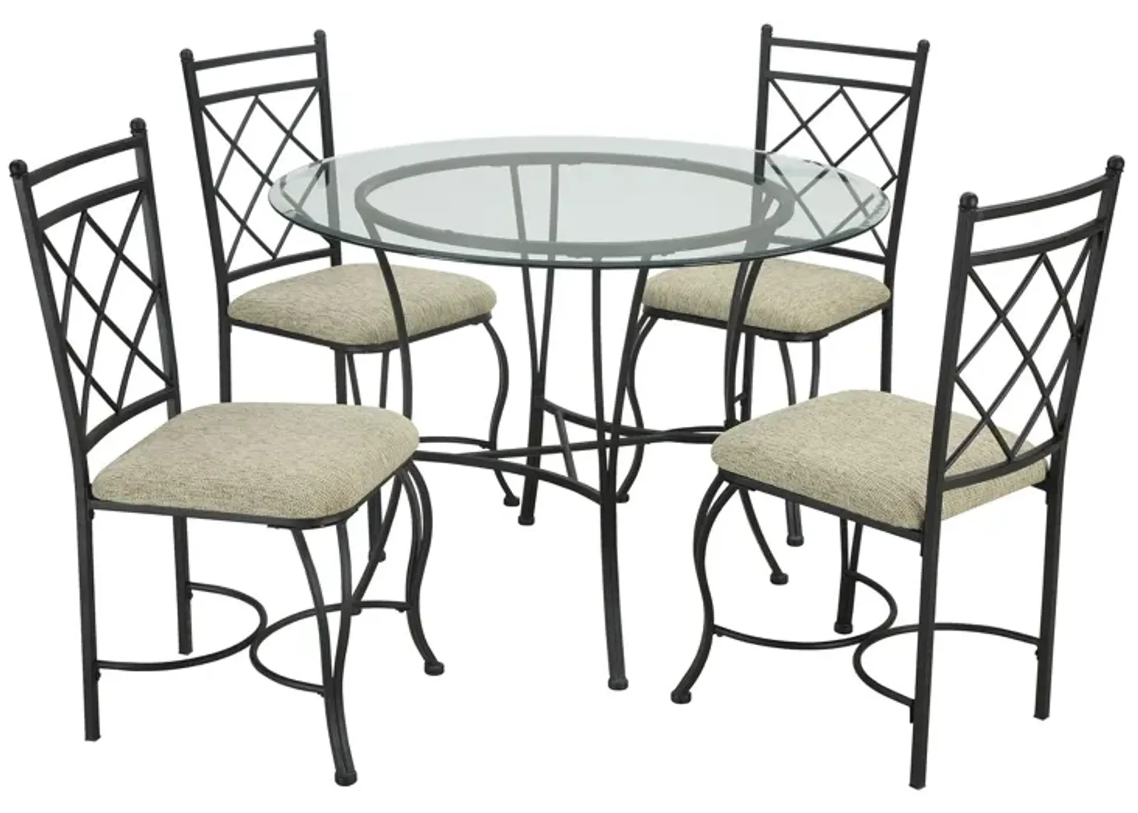 Traditional Glass Top Metal 5-Piece Dinette