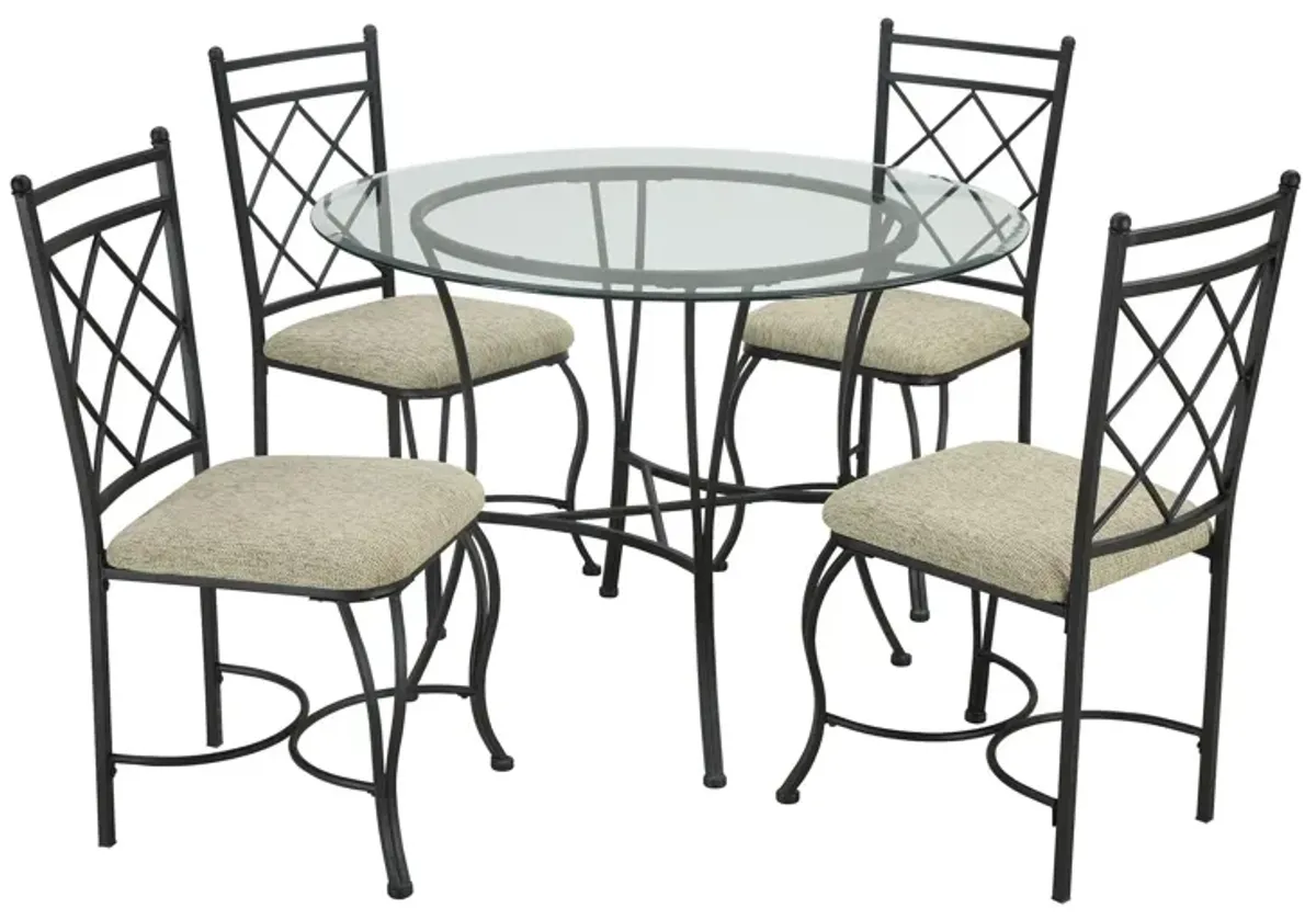 Traditional Glass Top Metal 5-Piece Dinette