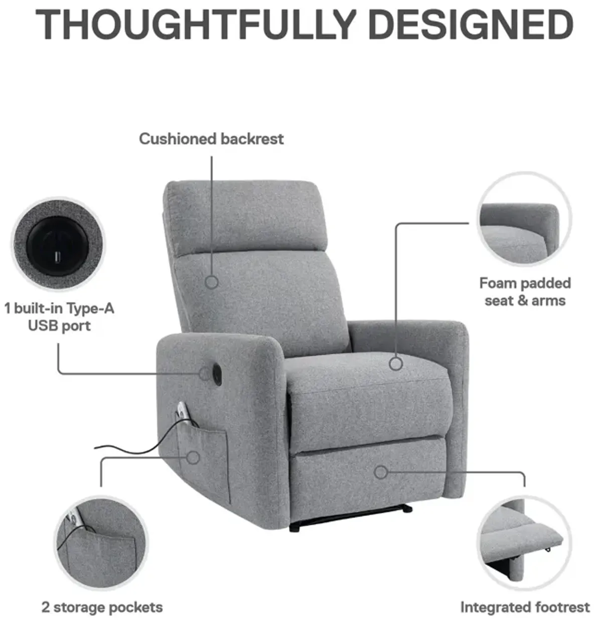 Kai Power Recliner Chair with Massage and Heat