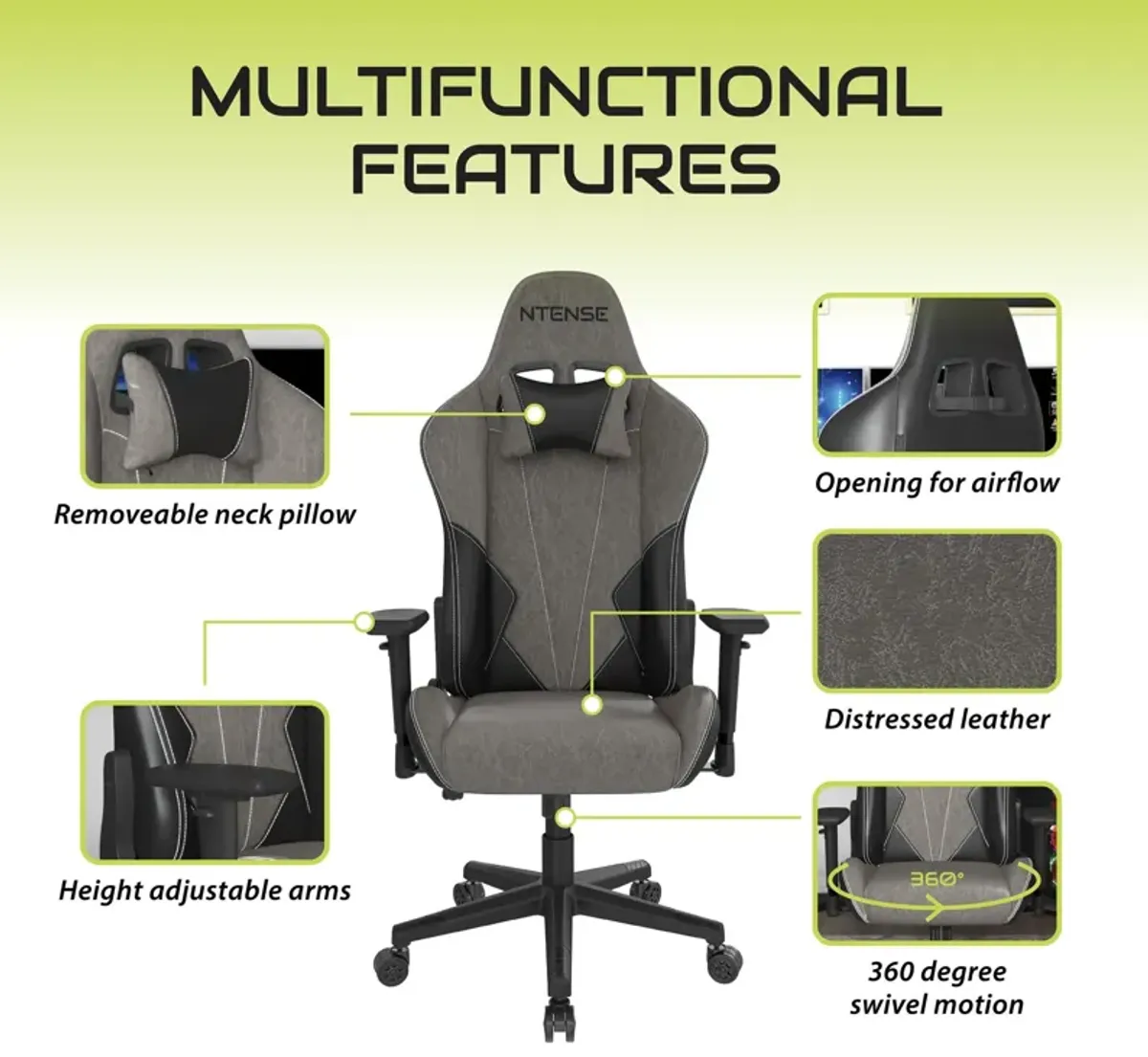 Quantum Gaming and Office 2-Tone Faux Leather High Back Chair