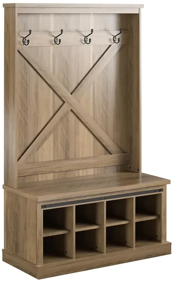 Knox County Entryway Bench Hall Tree with Coat Hooks and Shoe Storage