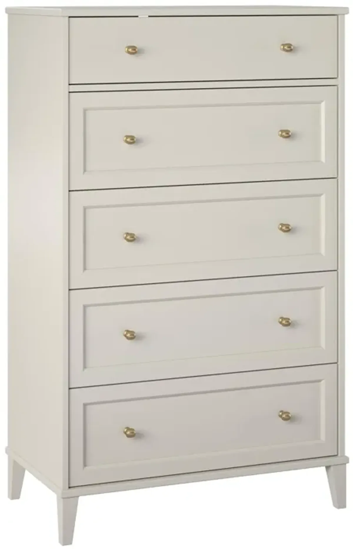 Monticello Tall 5 Drawer Dresser with Gold Accents