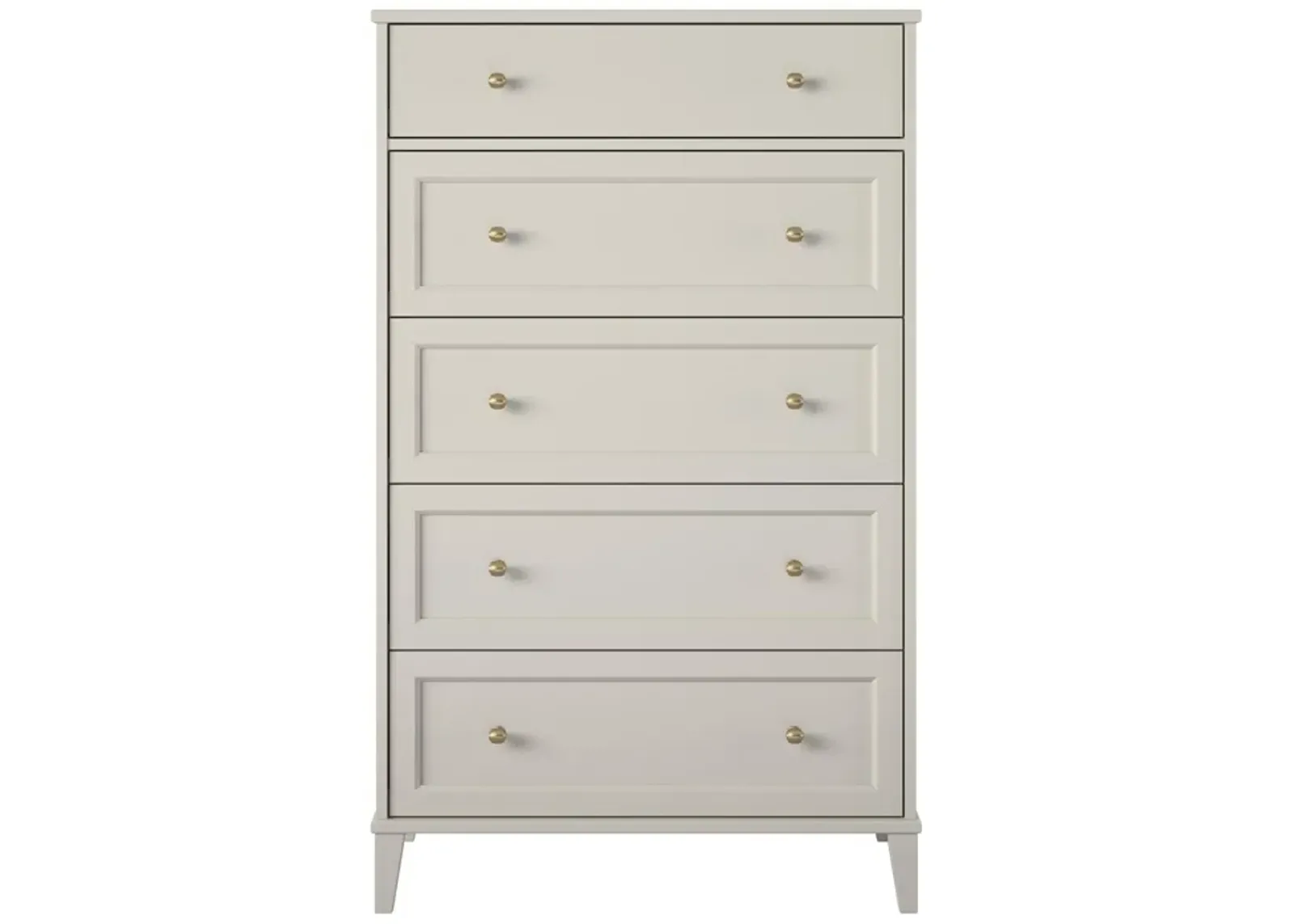 Monticello Tall 5 Drawer Dresser with Gold Accents