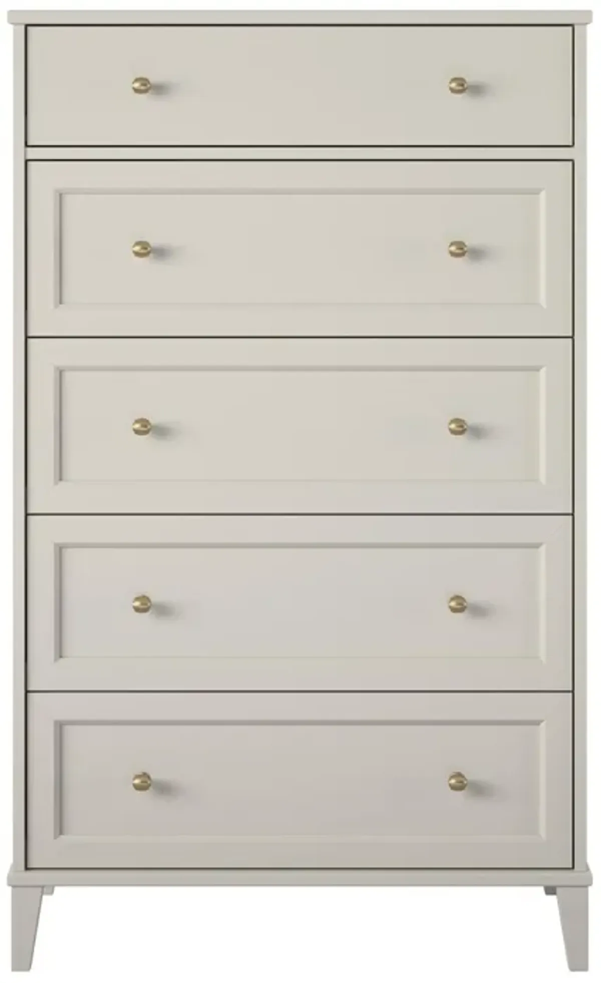 Monticello Tall 5 Drawer Dresser with Gold Accents