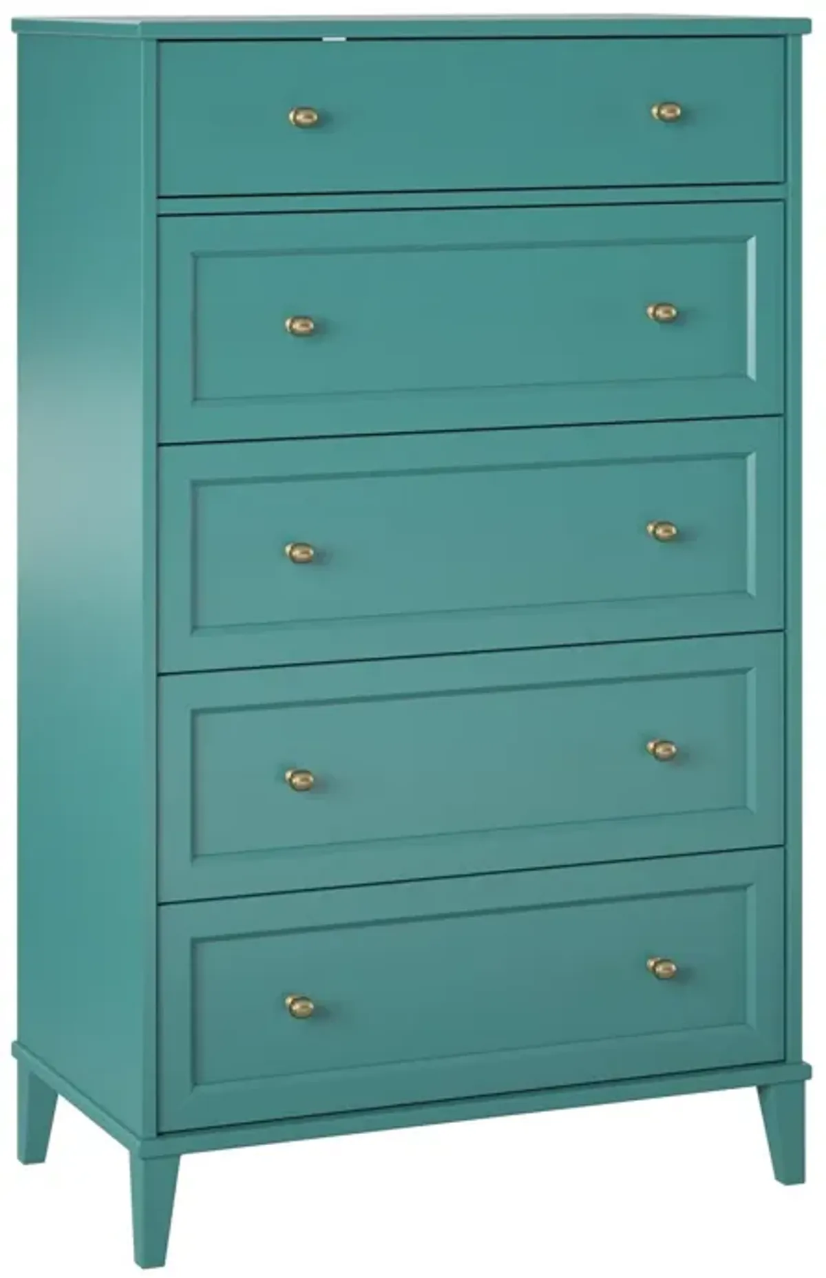 Monticello Tall 5 Drawer Dresser with Gold Accents