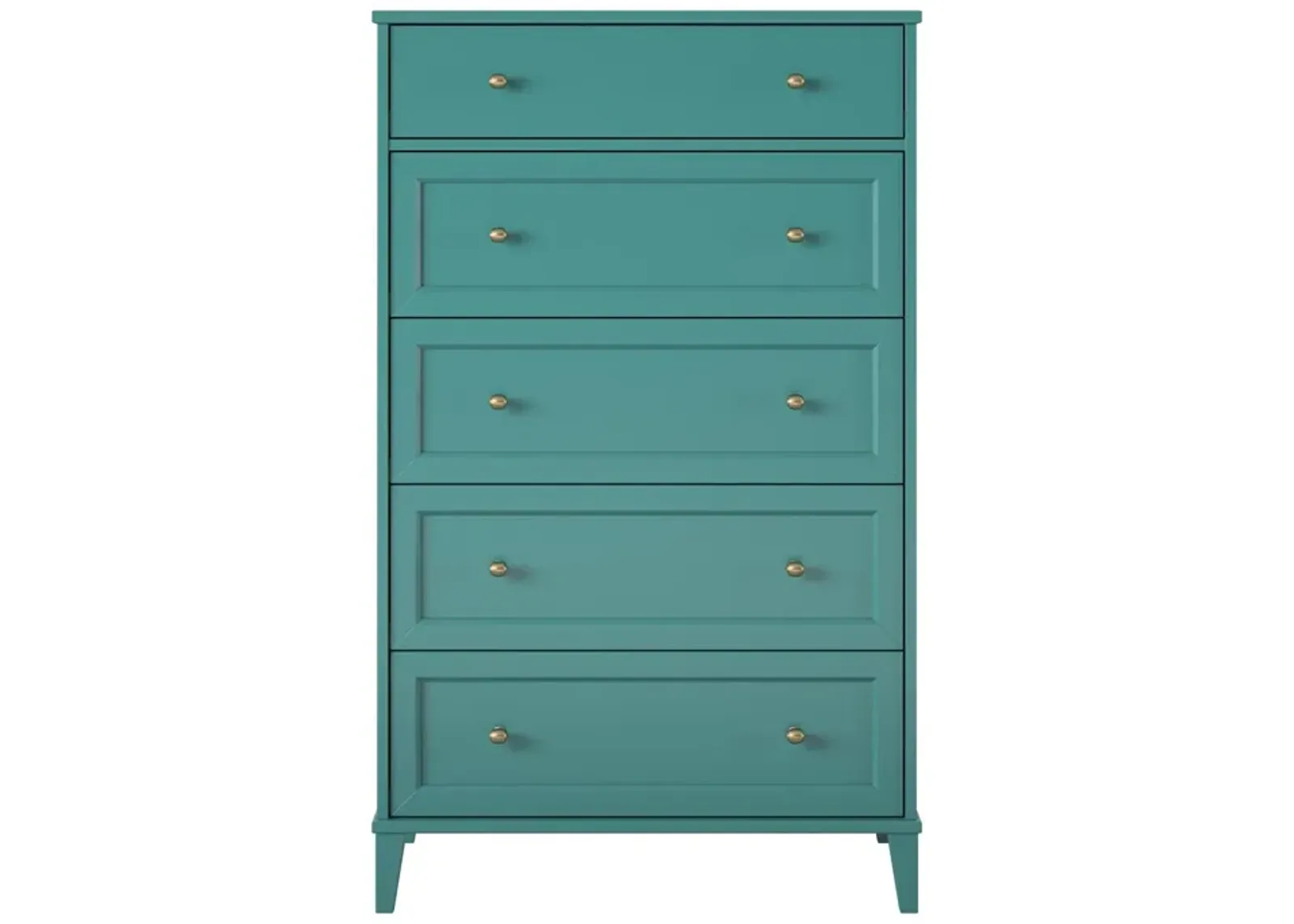 Monticello Tall 5 Drawer Dresser with Gold Accents