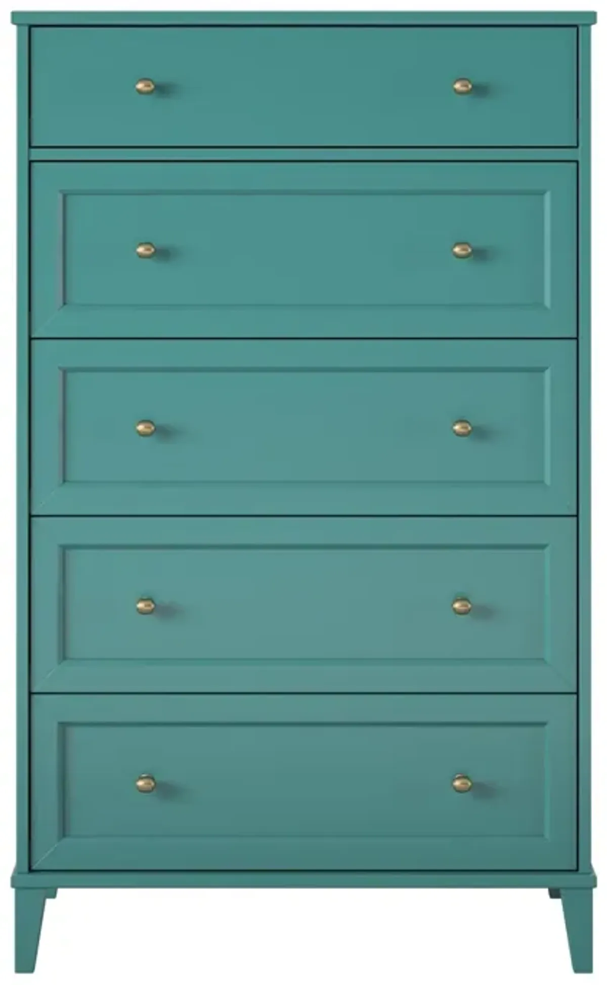 Monticello Tall 5 Drawer Dresser with Gold Accents