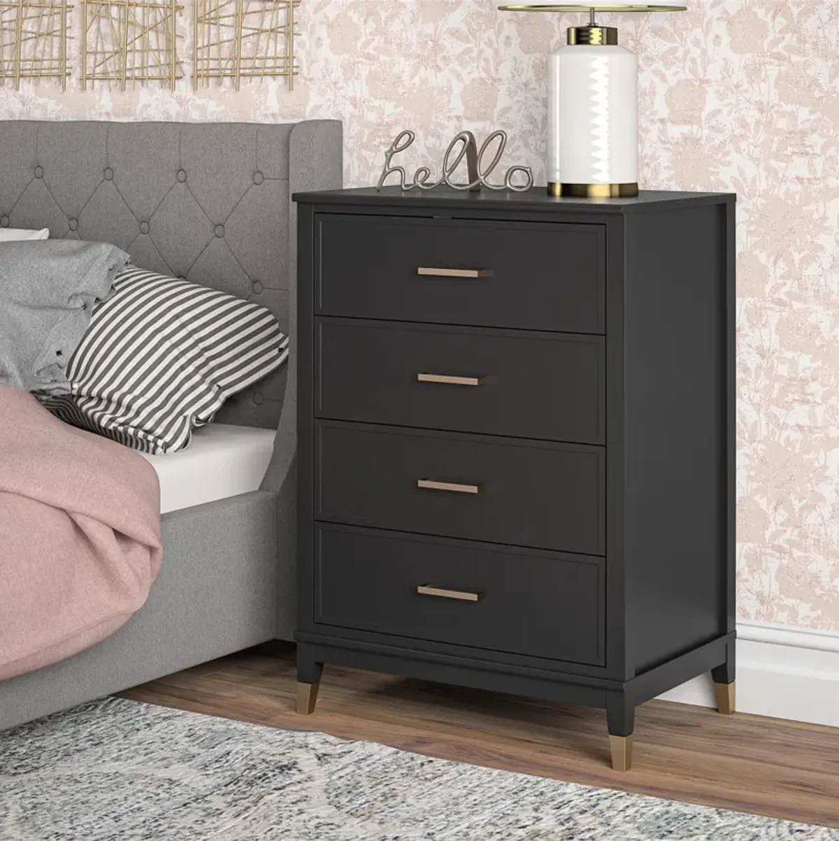 Westerleigh 4 Drawer Dresser with Gold Accents